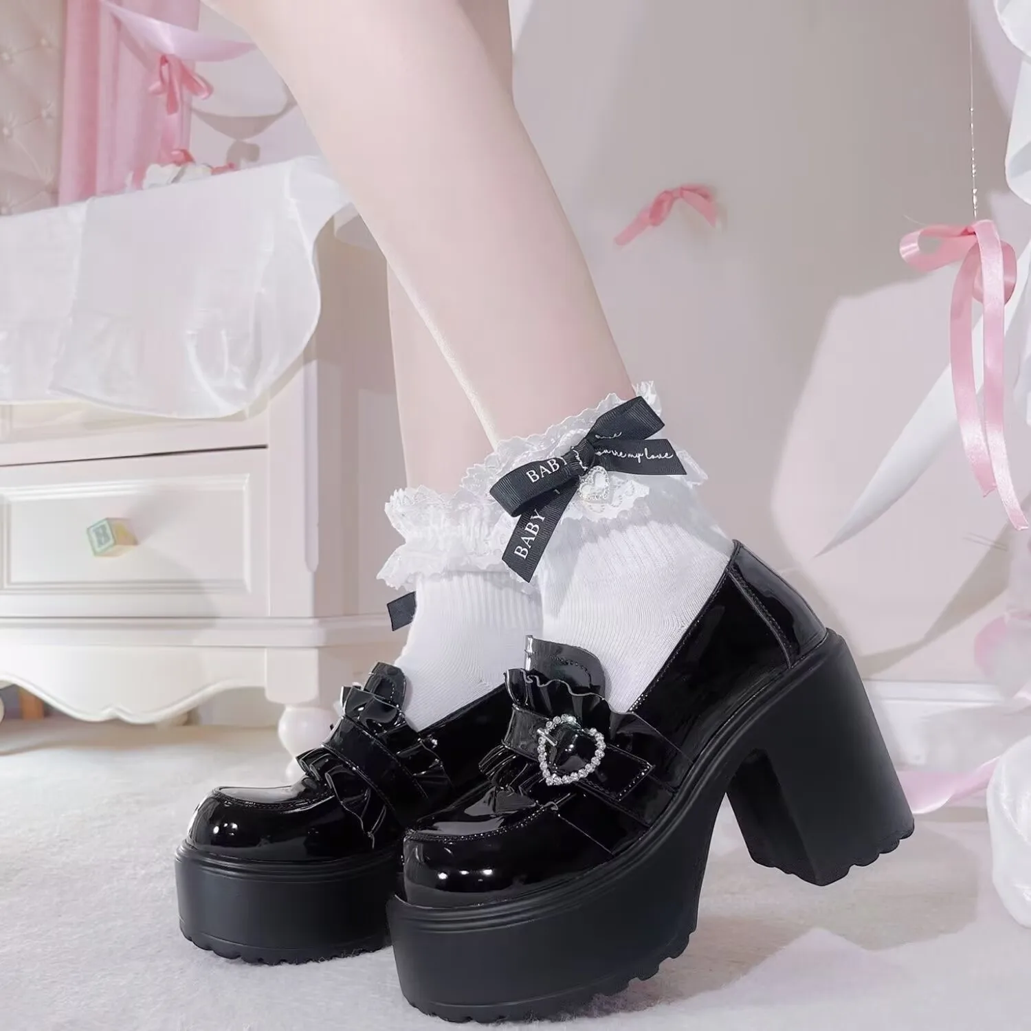 Dicken Boden Kleine Leder Schuhe Frauen Herbst Neue Design Punk Lolita Mary Jane Schuhe Frauen Mode Vielseitige Faulenzer Casual