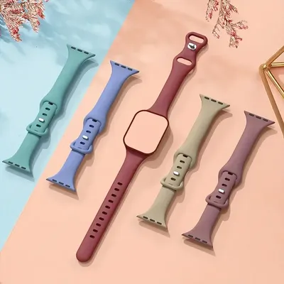 Für Apple Watch Band 45 mm 44 mm 40 41 mm 42-46 mm Sportarmband Slim Silikonarmband iwatch Serie 8 7 SE 3 4 5 6 9 10 Ultra 2 49 mm Image