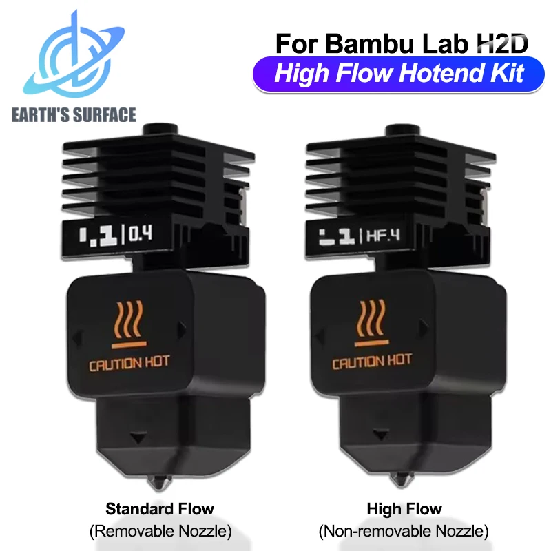 Upgrade High Flow Hotend für Bambu Lab H2D Hotend Kit 0,2/0,4/0,6/0,8 mm Düse H2D High Flow Standard Flow Hot End für Bambu Lab Image