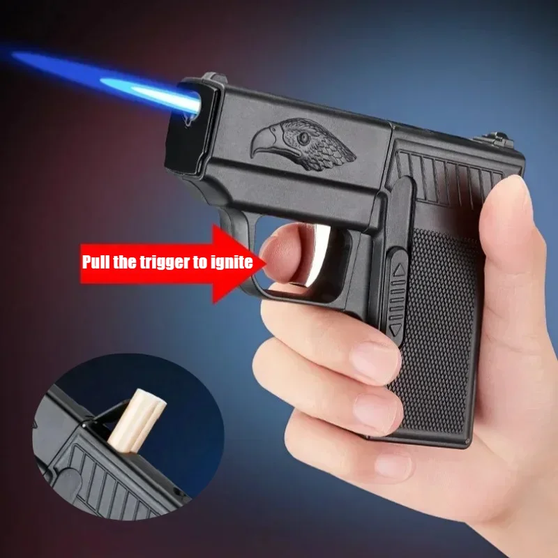 Tragbares Zigarettenetui, Feuerzeug für 8, gewöhnliche Zigaretten, Pistolentyp, geteilter Jet, aufblasbare, winddichte Feuerzeuge und Raucherzubehör Image
