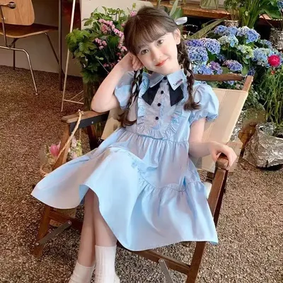 Baumwollkleid Kinderkleidung Mädchen Kinderkleider Mädchen Koreanische Kleidung 2025, Sommerkind von 12 bis 14 Jahren, Kinder 10 8 13 Image