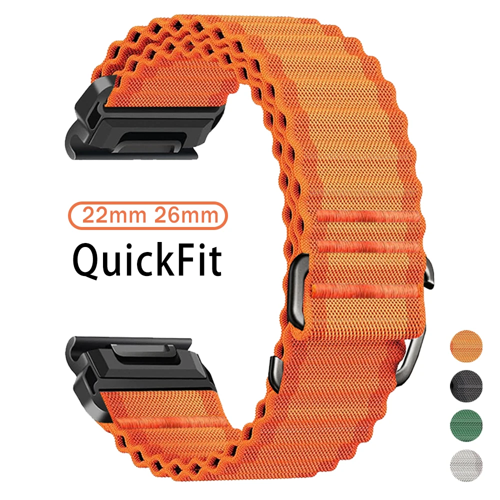 QuickFit 22 mm 26 mm Nylonband für Garmin Fenix 8 E 7 7X 6 6X 5X/Epix Pro/Gen 2/Quatix/TACTIX 8/Descent G2 Uhrenarmband Image