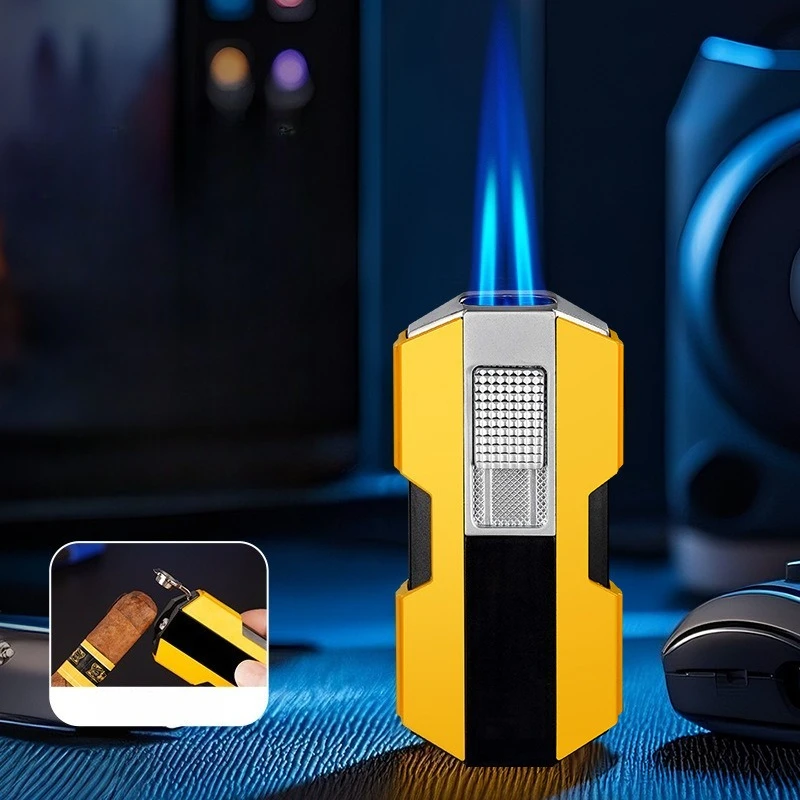 Metall Neues Kriegsschiff-Mecha mit winddichtem Dual-Direktspray-Butan-Gas-Feuerzeug mit blauer Flamme und Zigarrenschneider, tragbare Zigarrenfeuerzeuge Image