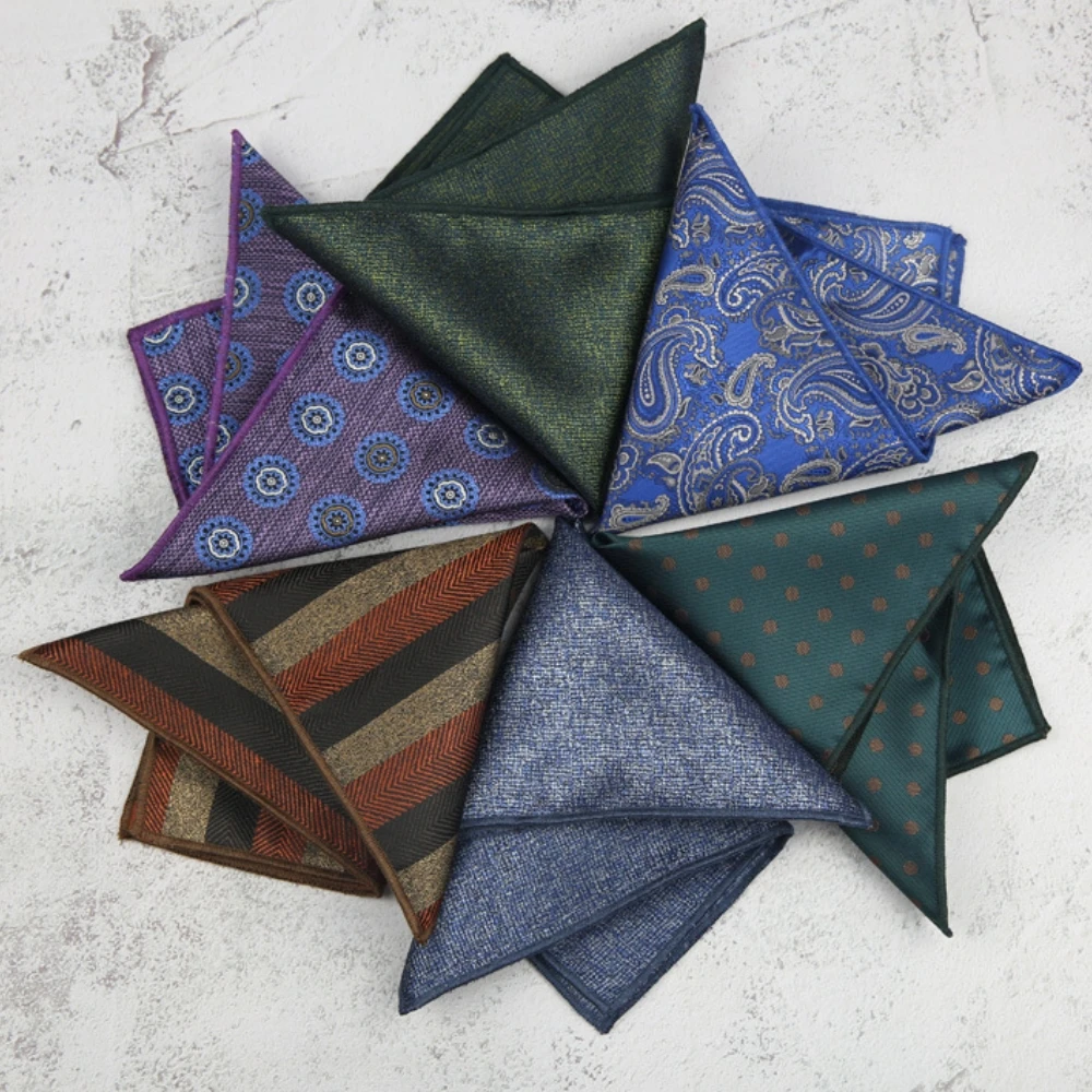 Einfarbiges Herren-Taschentuch mit kariertem Punkt, Paisley-Taschentücher, Business-Einstecktuch, Brusttuch, 23 x 23 cm Image