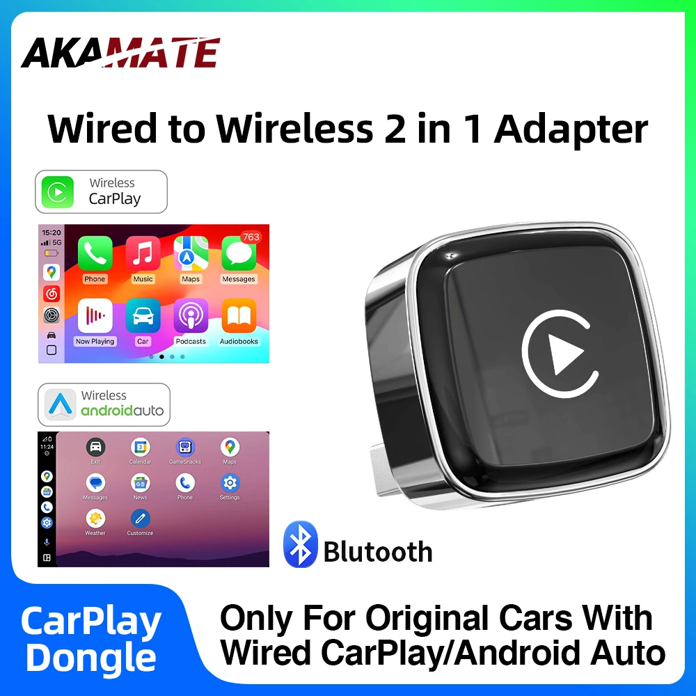 2in1 Mini Wireless CarPlay Adapter Drahtlose CarPlay Android Auto Universal BT WIFI USB Typ-C Multimedia Dongle Auto zubehör Image
