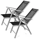 BAKAJI Set di 2 sedie pieghevoli Schienale reclinabile con struttura in alluminio con braccioli, rivestimento in tessuto per campeggio Beach Garn Grigio Bl