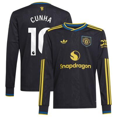 Manchester United adidas Ersatztrikot 2025-26 – Langärmelig – Kinder mit Aufdruck Cunha 10 Image