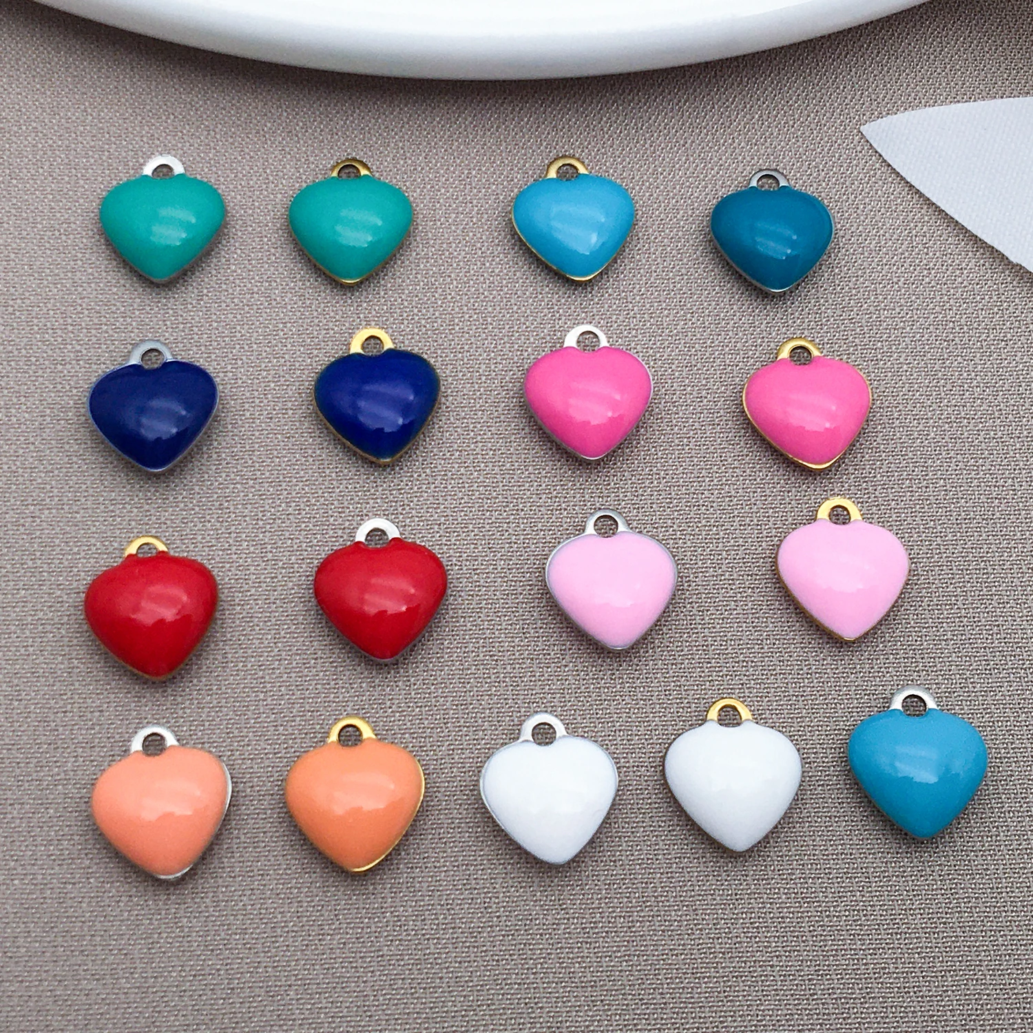 20 Stück Edelstahl Emaille kleine 8x9mm Herz Charms Anhänger für DIY Schmuck Halskette Armband liefert Ohrringe Herstellung