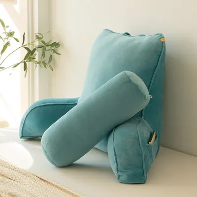 Large Reading Pillow Bed Rest Pillow with Detachable Neck Roll for Sitting in Bed or Couch Back Pillow for Watching TV/Gaming