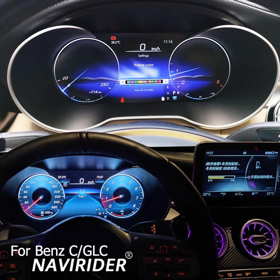 Auto LCD Digital Cluster Virtual Cockpit Geschwindigkeitsmesser für Benz C/GLC Modell 2017 W205 5.0NTG mit Bildschirmprojektion und Carplay Image