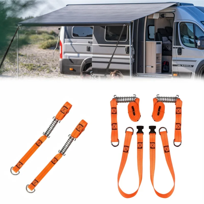 Verstellbare Sturmgurte-Sets, orangefarbener Spanner, Markise, zum Binden, für Wohnwagen, Wohnmobil, Outdoor, Camping, Werkzeug, Wohnmobil-Zubehör Image