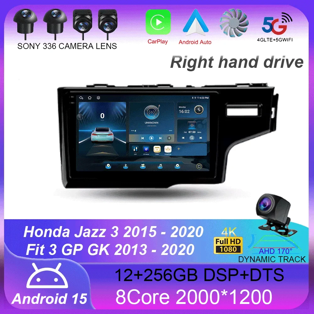 For Honda Jazz 3 2015 - 2020 Fit 3 GP GK 2013 - 2020 Car Radio Multimedia Video Player Navigation stereo GPS Android 15