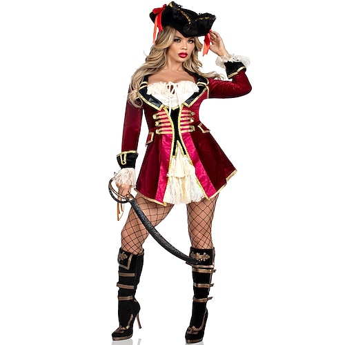 Karnevalskostüm 2026 Seeräuber Karneval Kleid Ausgefallene Kostüme Pirates of the Caribbean Sexy Erwachsene Damen Halloween Karneval Party Leistung Einfaches Karnevalskostüm Verkleiden Image