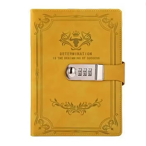 A5 200 Seiten Retro-Passwortbuch mit Schloss Tagebuch verdickt kreatives Handbuch Studentennotizblock Schreibwaren Notizbuch Ordner Image