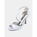 sandali con tacco a spillo con cinturino incrociato in raso bianco da donna – eleganti sandali con tacco a spillo per matrimonio e serata romantica