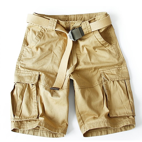 Herren Cargo-Shorts Shorts Sommershorts Mehrere Taschen Klappentasche Einfach Tarnung Komfort tragbar Knielang Outdoor Sport Täglich Mode Lässig Tarnung Khaki Image