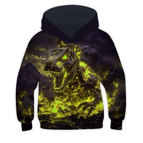 Jungen 3D Drache Kapuzensweatshirt Langarm Frühling Herbst Mode Streetwear Kinder 4-12 Jahre Mit Kapuze Outdoor Lässig Täglich Normale Passform Image