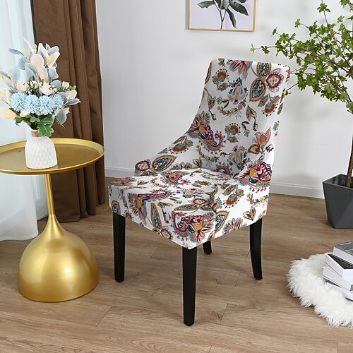 Sessel-Schonbezüge – Stretch-Polyesterbezüge mit Streifen-/Pflanzen-/geometrischem Druck Rutschfester Möbelschutz für das Wohnzimmer Esszimmerstühle Image
