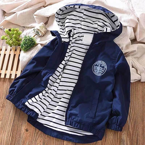 Jungen T-Shirt Langarm Jacke Streifen Basic Brautkleider schlicht Polyester Schulanfang Täglich kinderkleidung 2-13 Jahre 3D-gedruckte Grafik Regular Fit Hemd