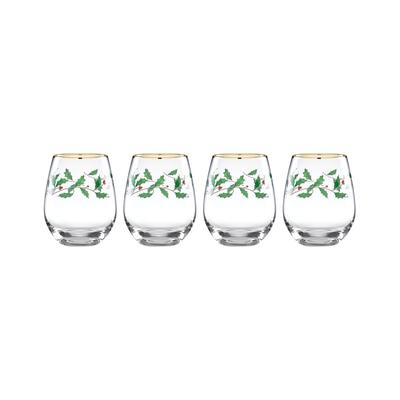 Lenox Holiday 4Pc Stemless Wine Glasses