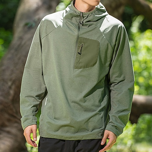Herren Wanderhemd UV-Schutz-Shirt Langarm Oberteil Außen UV-Sonnenschutz Schnelltrocknend Atmungsaktiv Frühling Herbst Polyester Dunkelgrau Hellgrau Grün Tennis Camping / Wandern / Höhlenforschung Image