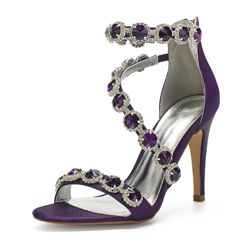 Strassbesetzte Stiletto-Sandalen mit Knöchelriemen für Damen, offene Zehenpartie, ideal für Hochzeitsgäste, Cocktailpartys und Abendveranstaltungen, in verschiedenen Farben erhältlich Image