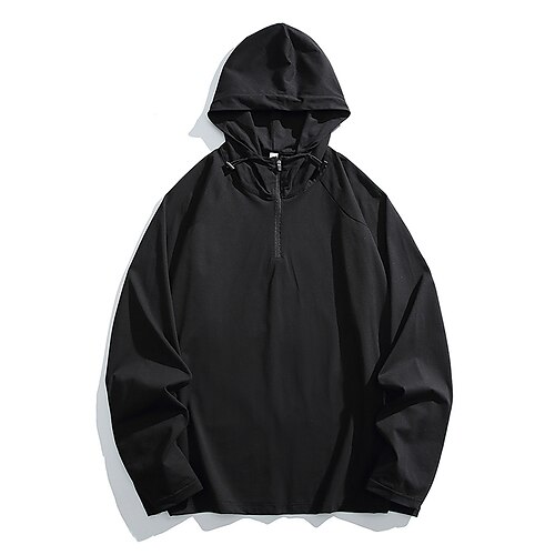 Herren Wanderspitze Langarm Mit Kapuze Oberteil Außen UV-Sonnenschutz Schnelltrocknend Schweißableitend Frühling Herbst Polyester Schwarz Grün Grau Tennis Reisen Laufen Image