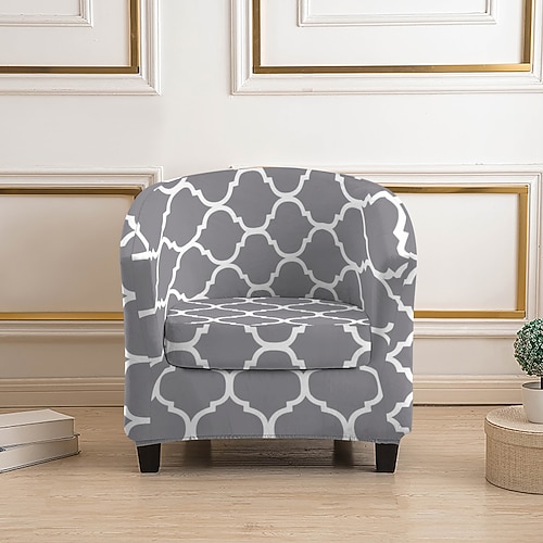 Schonbezug für Clubsessel – Polyesterbezug mit Streifen-/Pflanzen-/geometrischem Aufdruck passend für Standard-Einzelsessel Image