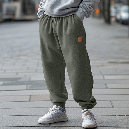 Herren Jogginghose Fleecehose Hose Kordelzug Elastischer Bund Einfach Komfort Atmungsaktiv Volle Länge Outdoor Täglich Streetwear Mode Klassicher Stil Schwarz Marineblau Image