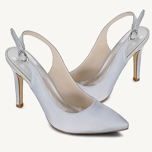 Spitz zulaufende Slingback-Pumps für Damen – elegante Stiletto-Absätze aus Satin für Hochzeitsgäste, Büro, Party und Abendveranstaltungen. Image