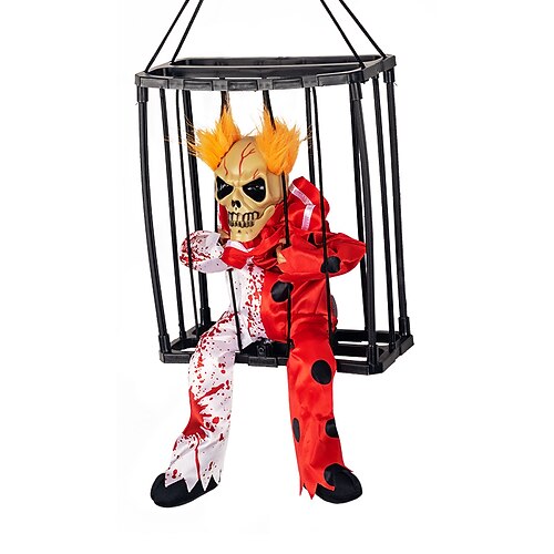 gruselige Käfig-Halloween-Puppe, Spukhaus-Requisite mit schreiender Stimme, Albtraum-Kreatur