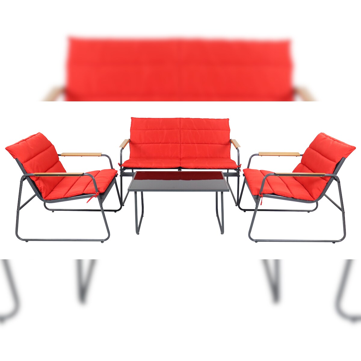 VCM Gartenmöbel-Set Sitzkissen Rot H. 76 x B. 222 x T. 119 cm Image