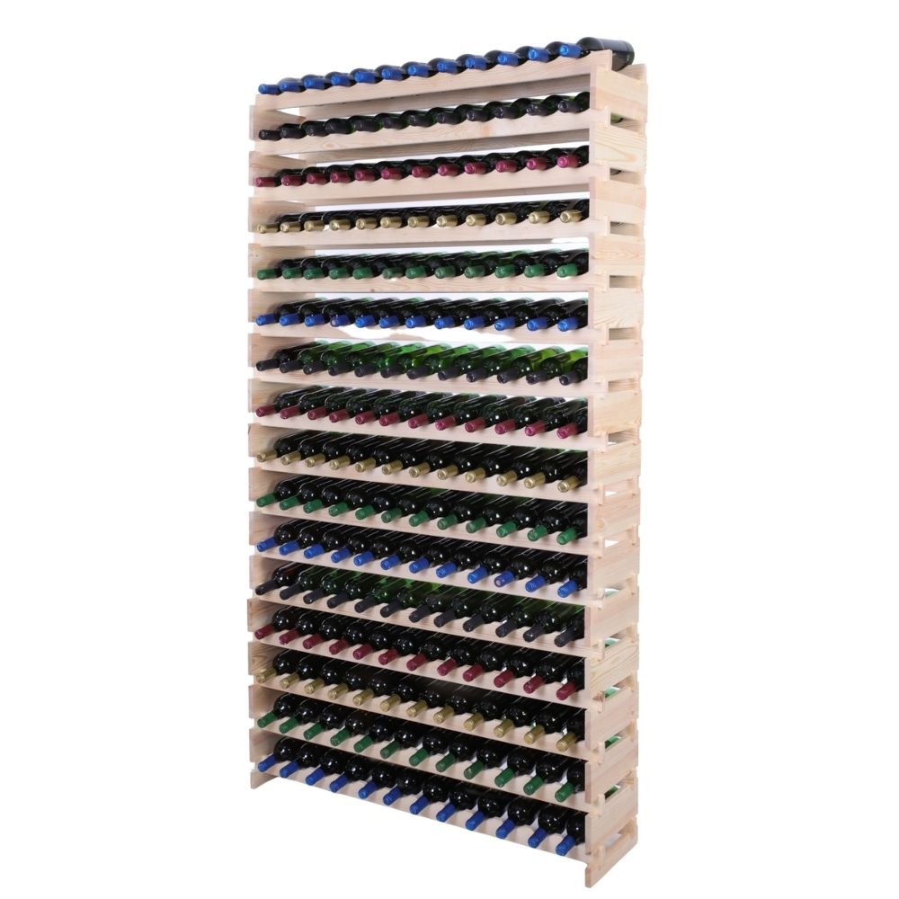 Proregal Weinregal VINOTECA FLEX PRO | HxBxT 219x123x28cm | 192 Flaschen auf 16 benen | Massives Kiefernholz | Natur unbehandelt Image