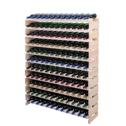 Proregal Weinregal VINOTECA FLEX PRO | HxBxT 149x123x28cm | 132 Flaschen auf 11 Ebenen | Massives Kiefernholz | Natur unbehandelt Image