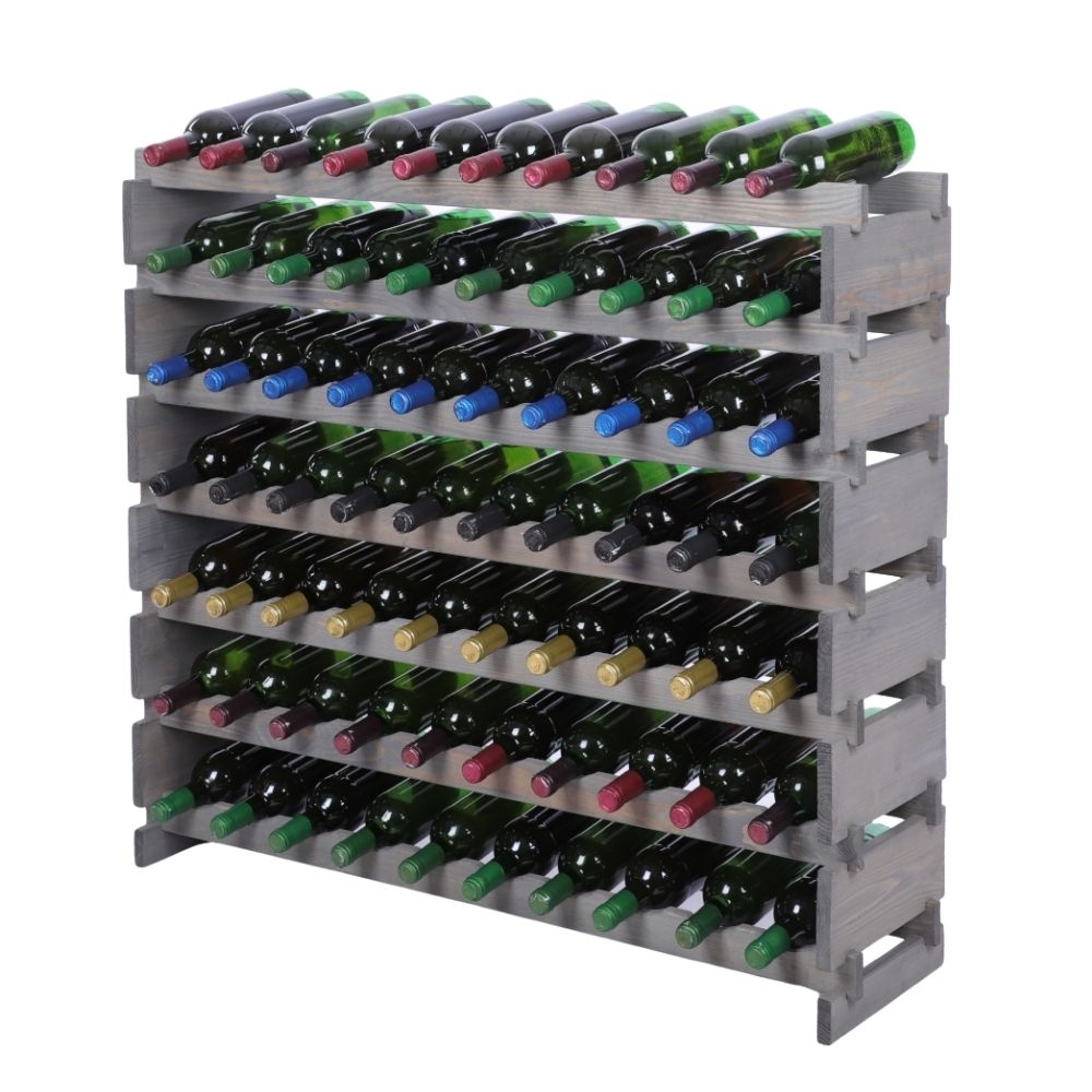 Proregal Weinregal VINOTECA FLEX PRO | HxBxT 93x103x28cm | 70 Flaschen auf 7 Ebenen | Massives Kiefernholz | Grau Image