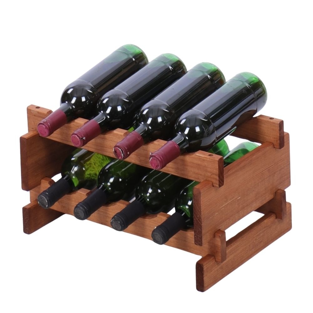 Proregal Weinregal VINOTECA FLEX PRO | HxBxT 23x46x28cm | 8 Flaschen auf 2 Ebenen | Massives Kiefernholz | Braun geölt Image