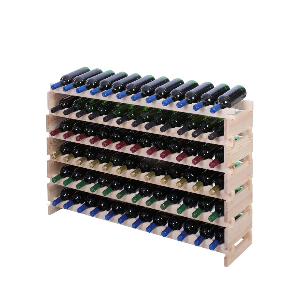 Proregal Weinregal VINOTECA FLEX PRO | HxBxT 79x123x28cm | 72 Flaschen auf 6 Ebenen | Massives Kiefernholz | Natur unbehandelt Image