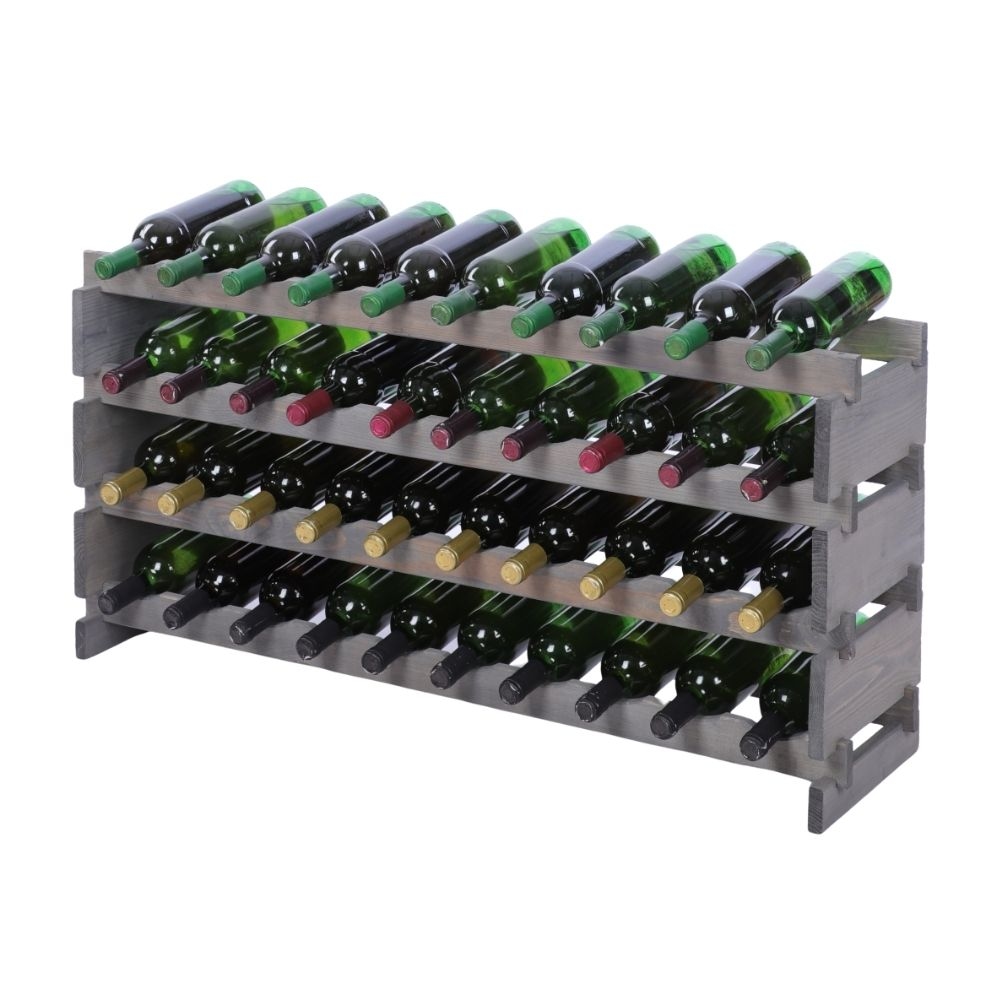 Proregal Weinregal VINOTECA FLEX PRO | HxBxT 51x103x28cm | 40 Flaschen auf 4 Ebenen | Massives Kiefernholz | Grau Image