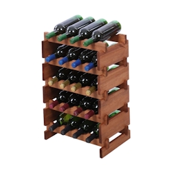 Proregal Weinregal VINOTECA FLEX PRO | HxBxT 65x46x28cm | 20 Flaschen auf 5 Ebenen | Massives Kiefernholz | Braun geölt Image