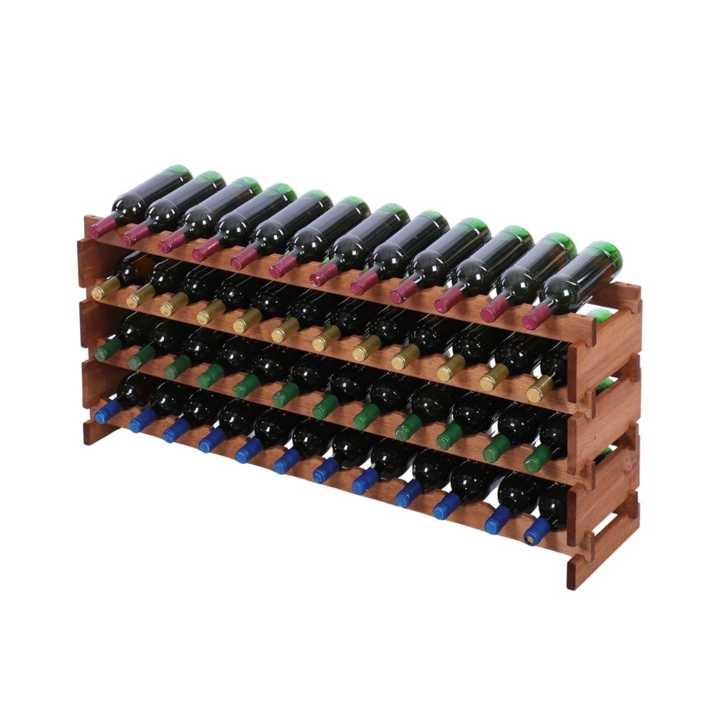 Proregal Weinregal VINOTECA FLEX PRO | HxBxT 51x123x28cm | 48 Flaschen auf 4 Ebenen | Massives Kiefernholz | Braun geölt Image