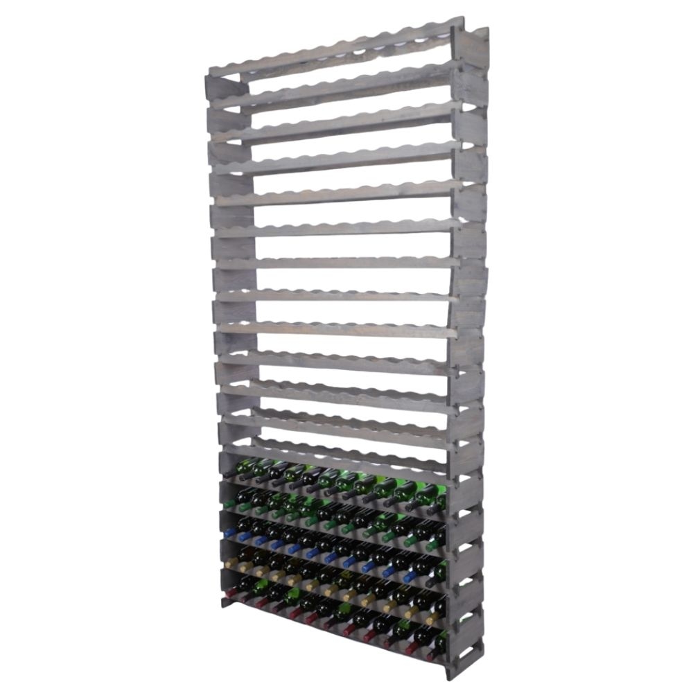 Proregal Weinregal VINOTECA FLEX PRO | HxBxT 247x123x28cm | 216 Flaschen auf 18 Ebenen | Massives Kiefernholz | Grau Image