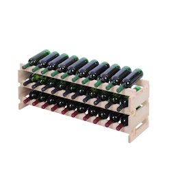 Proregal Weinregal VINOTECA FLEX PRO | HxBxT 37x103x28cm | 30 Flaschen auf 3 Ebenen | Massives Kiefernholz | Natur unbehandelt Image