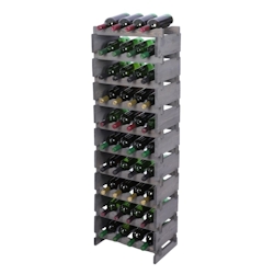 Proregal Weinregal VINOTECA FLEX PRO | HxBxT 135x46x28cm | 40 Flaschen auf 10 Ebenen | Massives Kiefernholz | Grau Image