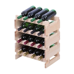 Proregal Weinregal VINOTECA FLEX PRO | HxBxT 51x46x28cm | 16 Flaschen auf 4 Ebenen | Massives Kiefernholz | Natur unbehandelt Image