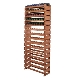 Proregal Weinregal VINOTECA FLEX PRO | HxBxT 205x84x28cm | 120 Flaschen auf 15 Ebenen | Massives Kiefernholz | Braun geölt Image