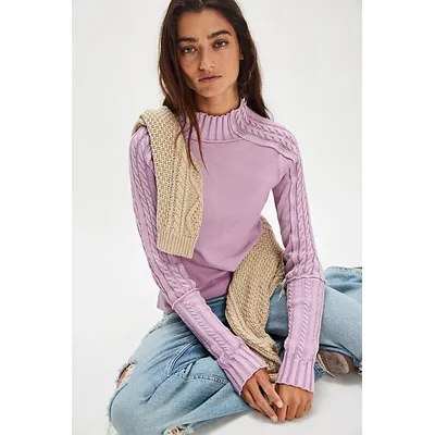 We The Free Breezy Swit Top at Free People in Lilac Bouquet, Size: Large