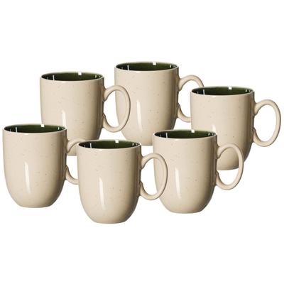 Becher RITZENHOFF & BREKER "Skog", grün (dunkelgrün), B:13,5cm H:10cm Ø:9,5cm, Steingut, Trinkgefäße, 6er Set, je 320 ml Image