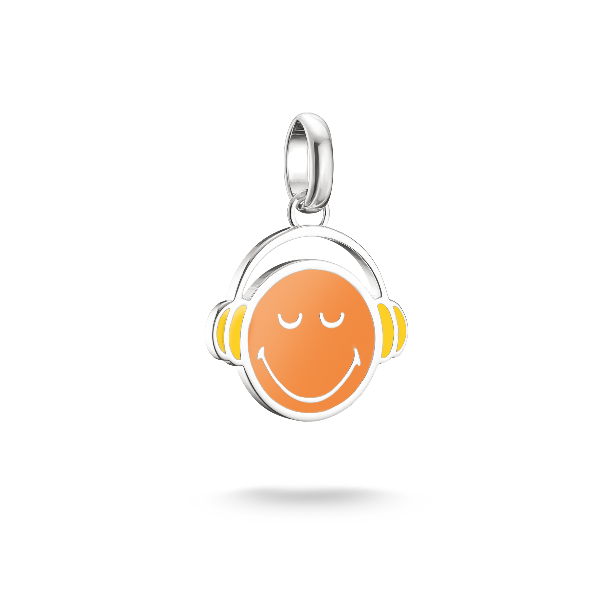 Charm-Einhänger THOMAS SABO "SMILEYWORLDHeadphones Charm - Connect", silber (silberfarben, orange, gelb), Charms, Damen, Silber 925 (recycelt)