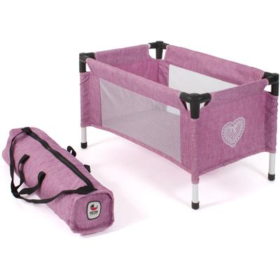 Puppenbett CHIC2000 "Puppen-Reisebett", rosa (jeans pink), Puppenmöbel, KinderB:31cm H:32cm T:54cm, Stoff, Stahl, mit Stoff-Tragetasche, B:31cm H:32cm T:54cm