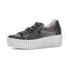 Plateausneaker GABOR, Damen, Gr. 43, grau (anthrazit), Kalbsleder, metallic, sportlich, Schuhe, Freizeitschuh, Halbschuh, Schnürschuh mit Best Fitting-Ausstattung